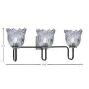 Toltec Sandia 3-Light Bath Bar | Matte Black & Graphite Steel and Smoke Lava Glass | Bathroom & Powder Room Vanity | 8.25 x 11.5 in | Model 6223-MBGP-4232