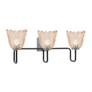 Toltec Sandia 3-Light Bath Bar | Matte Black & Graphite Steel and Amber Lava Glass | Bathroom & Powder Room Vanity | 8.25 x 11.5 in | Model 6223-MBGP-4233