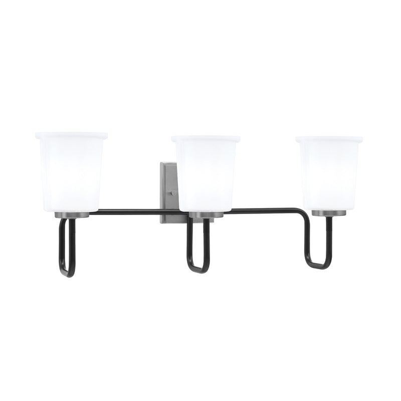 Toltec Sandia 10.5in 3-Light Bath Bar | Modern Matte Black and Graphite Steel with White Opal Glass | Bathroom Vanity & Powder Room | 7.5 x 10.5 in | Model 6223-MBGP-5031