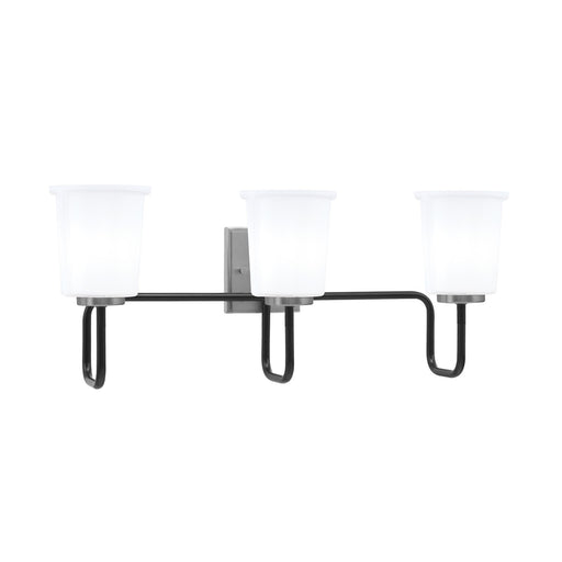 Toltec Sandia 10.5in 3-Light Bath Bar | Modern Matte Black and Graphite Steel with White Opal Glass | Bathroom Vanity & Powder Room | 7.5 x 10.5 in | Model 6223-MBGP-5031