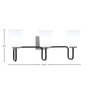 Toltec Sandia 10.5in 3-Light Bath Bar | Modern Matte Black and Graphite Steel with White Opal Glass | Bathroom Vanity & Powder Room | 7.5 x 10.5 in | Model 6223-MBGP-5031