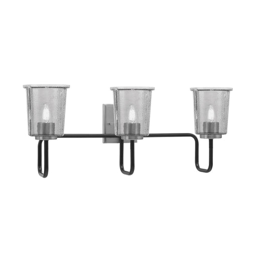 Toltec Sandia 10.5in 3-Light Bath Bar | Modern Matte Black and Graphite Steel with Smoke Bubble Glass | Bathroom Vanity & Powder Room | 7.5 x 10.5 in | Model 6223-MBGP-5032