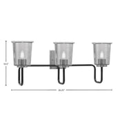 Toltec Sandia 10.5in 3-Light Bath Bar | Modern Matte Black and Graphite Steel with Smoke Bubble Glass | Bathroom Vanity & Powder Room | 7.5 x 10.5 in | Model 6223-MBGP-5032