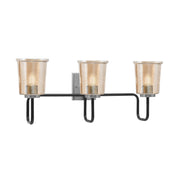 Toltec Sandia 10.5in 3-Light Bath Bar | Modern Matte Black and Graphite Steel with Amber Bubble Glass | Bathroom Vanity & Powder Room | 7.5 x 10.5 in | Model 6223-MBGP-5033