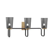 Toltec Sandia 3-Light Bath Bar | Matte Black & New Age Brass Steel and Smoke Bubble Glass | Bathroom & Powder Room Vanity | 7.25 x 11.5 in | Model 6223-MBNAB-262