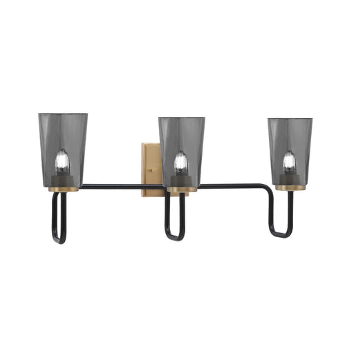 Toltec Sandia 3-Light Bath Bar | Matte Black & New Age Brass Steel and Smoke Bubble Glass | Bathroom & Powder Room Vanity | 7.25 x 11.5 in | Model 6223-MBNAB-262