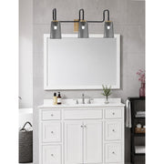 Toltec Sandia 3-Light Bath Bar | Matte Black & New Age Brass Steel and Smoke Bubble Glass | Bathroom & Powder Room Vanity | 7.25 x 11.5 in | Model 6223-MBNAB-262