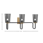 Toltec Sandia 3-Light Bath Bar | Matte Black & New Age Brass Steel and Smoke Bubble Glass | Bathroom & Powder Room Vanity | 7.25 x 11.5 in | Model 6223-MBNAB-262