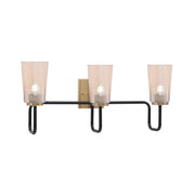 Toltec Sandia 3-Light Bath Bar | Industrial Matte Black and New Age Brass with Amber Gradient Glass | Bathroom Vanity | 7.25 x 11.5 in | Model 6223-MBNAB-263
