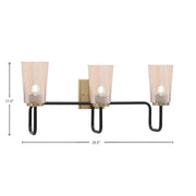 Toltec Sandia 3-Light Bath Bar | Industrial Matte Black and New Age Brass with Amber Gradient Glass | Bathroom Vanity | 7.25 x 11.5 in | Model 6223-MBNAB-263