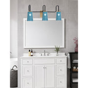 Toltec Sandia 3-Light Bath Bar | Industrial Matte Black and New Age Brass with Blue Gradient Glass | Bathroom Vanity | 7.25 x 11.5 in | Model 6223-MBNAB-265