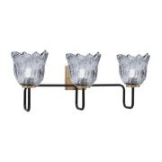 Toltec Sandia 11.5in 3-Light Bath Bar | Industrial Matte Black and New Age Brass with Smoke Lava Glass | Bathroom & Powder Room | 8.25 x 11.5 in | Model 6223-MBNAB-4232