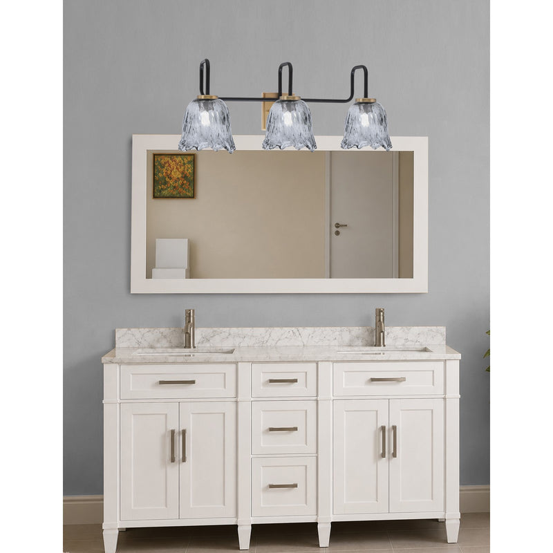 Toltec Sandia 11.5in 3-Light Bath Bar | Industrial Matte Black and New Age Brass with Smoke Lava Glass | Bathroom & Powder Room | 8.25 x 11.5 in | Model 6223-MBNAB-4232
