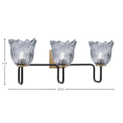 Toltec Sandia 11.5in 3-Light Bath Bar | Industrial Matte Black and New Age Brass with Smoke Lava Glass | Bathroom & Powder Room | 8.25 x 11.5 in | Model 6223-MBNAB-4232