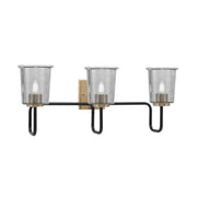 Toltec Sandia 3-Light Bath Bar | Industrial Matte Black and New Age Brass with Smoke Bubble Glass | Bathroom Vanity | 7.5 x 10.5 in | Model 6223-MBNAB-5032