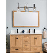 Toltec Sandia 3-Light Bath Bar | Industrial Matte Black and New Age Brass with Smoke Bubble Glass | Bathroom Vanity | 7.5 x 10.5 in | Model 6223-MBNAB-5032