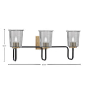 Toltec Sandia 3-Light Bath Bar | Industrial Matte Black and New Age Brass with Smoke Bubble Glass | Bathroom Vanity | 7.5 x 10.5 in | Model 6223-MBNAB-5032