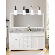 Toltec Sandia 4-Light Bath Bar | Modern Matte Black Steel and White Opal Glass | Bathroom Vanity Light | 7.25 x 11.5 in | Model 6224-MB-261