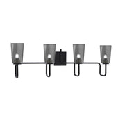 Toltec Sandia 4-Light Bath Bar | Modern Matte Black Steel and Smoke Bubble Glass | Bathroom Vanity Light | 7.25 x 11.5 in | Model 6224-MB-262