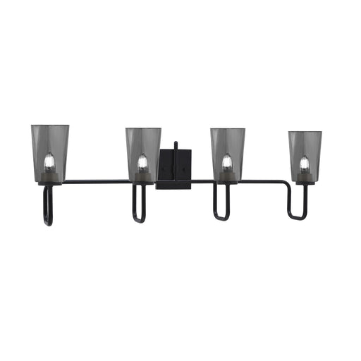 Toltec Sandia 4-Light Bath Bar | Modern Matte Black Steel and Smoke Bubble Glass | Bathroom Vanity Light | 7.25 x 11.5 in | Model 6224-MB-262