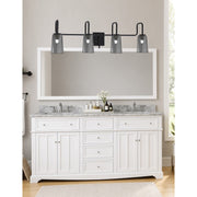 Toltec Sandia 4-Light Bath Bar | Modern Matte Black Steel and Smoke Bubble Glass | Bathroom Vanity Light | 7.25 x 11.5 in | Model 6224-MB-262