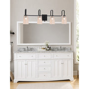 Toltec Sandia 4-Light Bath Bar | Modern Matte Black Steel and Amber Gradient Glass | Bathroom Vanity Light | 7.25 x 11.5 in | Model 6224-MB-263