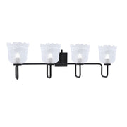Toltec Sandia 11.5in 4-Light Bath Bar | Modern Matte Black and Clear Lava Glass | Bathroom Vanity & Powder Room | 8.25 x 11.5 in | Model 6224-MB-4230