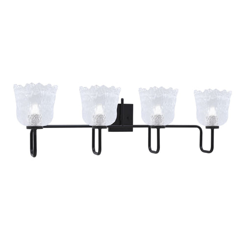 Toltec Sandia 11.5in 4-Light Bath Bar | Modern Matte Black and Clear Lava Glass | Bathroom Vanity & Powder Room | 8.25 x 11.5 in | Model 6224-MB-4230