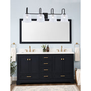 Toltec Sandia 11.5in 4-Light Bath Bar | Modern Matte Black and Clear Lava Glass | Bathroom Vanity & Powder Room | 8.25 x 11.5 in | Model 6224-MB-4230