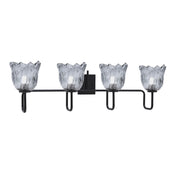 Toltec Sandia 4-Light Bath Bar | Modern Matte Black Steel and Smoke Lava Glass | Bathroom Vanity & Powder Room | 8.25 x 11.5 in | Model 6224-MB-4232