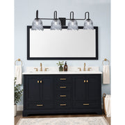 Toltec Sandia 4-Light Bath Bar | Modern Matte Black Steel and Smoke Lava Glass | Bathroom Vanity & Powder Room | 8.25 x 11.5 in | Model 6224-MB-4232