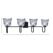Toltec Sandia 4-Light Bath Bar | Modern Matte Black Steel and Smoke Lava Glass | Bathroom Vanity & Powder Room | 8.25 x 11.5 in | Model 6224-MB-4232