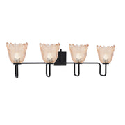 Toltec Sandia 4-Light Bath Bar | Modern Matte Black Steel and Amber Lava Glass | Bathroom Vanity & Powder Room | 8.25 x 11.5 in | Model 6224-MB-4233