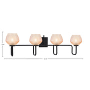 Toltec Sandia 37in 4-Light Bath Bar | Modern Matte Black Steel and Amber Textured Glass | Bathroom Vanity Light | 37.25 x 9.75 in | Model 6224-MB-4623