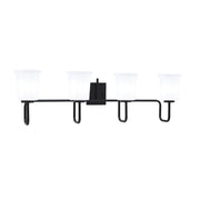 Toltec Sandia 10.5in 4-Light Bath Bar | Modern Matte Black and White Opal Glass | Bathroom Vanity & Powder Room | 7.5 x 10.5 in | Model 6224-MB-5031