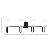 Toltec Sandia 10.5in 4-Light Bath Bar | Modern Matte Black and White Opal Glass | Bathroom Vanity & Powder Room | 7.5 x 10.5 in | Model 6224-MB-5031