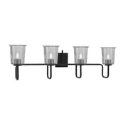 Toltec Sandia 10.5in 4-Light Bath Bar | Modern Matte Black and Smoke Bubble Glass | Bathroom Vanity & Powder Room | 7.5 x 10.5 in | Model 6224-MB-5032