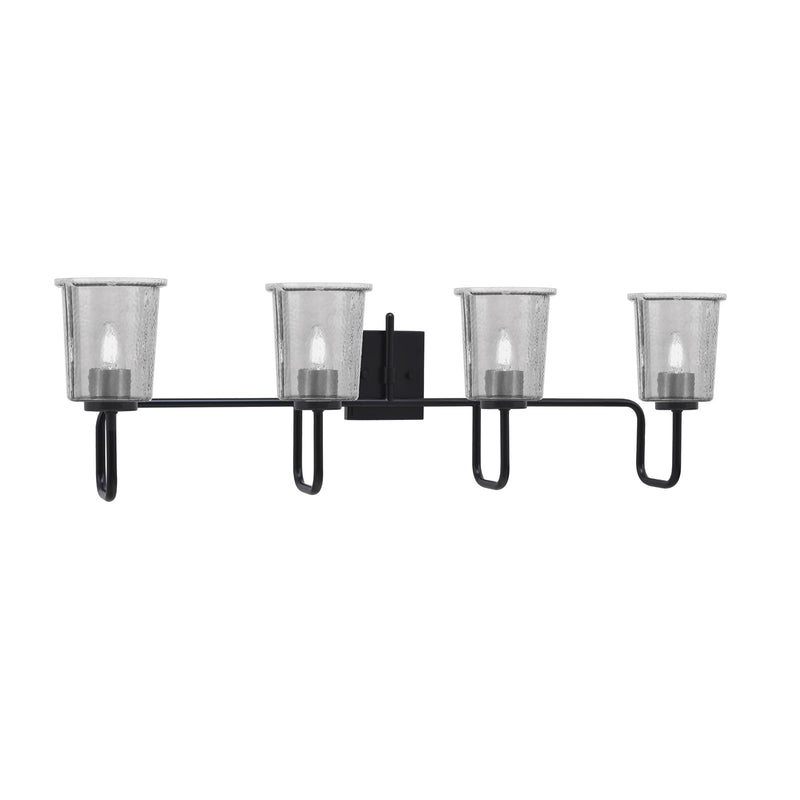 Toltec Sandia 10.5in 4-Light Bath Bar | Modern Matte Black and Smoke Bubble Glass | Bathroom Vanity & Powder Room | 7.5 x 10.5 in | Model 6224-MB-5032