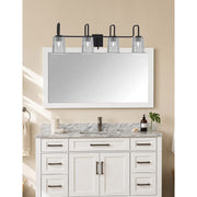 Toltec Sandia 10.5in 4-Light Bath Bar | Modern Matte Black and Smoke Bubble Glass | Bathroom Vanity & Powder Room | 7.5 x 10.5 in | Model 6224-MB-5032