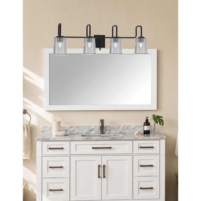 Toltec Sandia 10.5in 4-Light Bath Bar | Modern Matte Black and Smoke Bubble Glass | Bathroom Vanity & Powder Room | 7.5 x 10.5 in | Model 6224-MB-5032