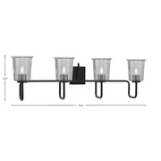 Toltec Sandia 10.5in 4-Light Bath Bar | Modern Matte Black and Smoke Bubble Glass | Bathroom Vanity & Powder Room | 7.5 x 10.5 in | Model 6224-MB-5032