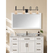 Toltec Sandia 10.5in 4-Light Bath Bar | Modern Matte Black and Amber Bubble Glass | Bathroom Vanity & Powder Room | 7.5 x 10.5 in | Model 6224-MB-5033