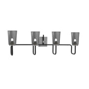 Toltec Sandia 4-Light Bath Bar | Modern Matte Black & Graphite Steel and Smoke Bubble Glass | Bathroom Vanity & Powder Room | 7.25 x 11.5 in | Model 6224-MBGP-262