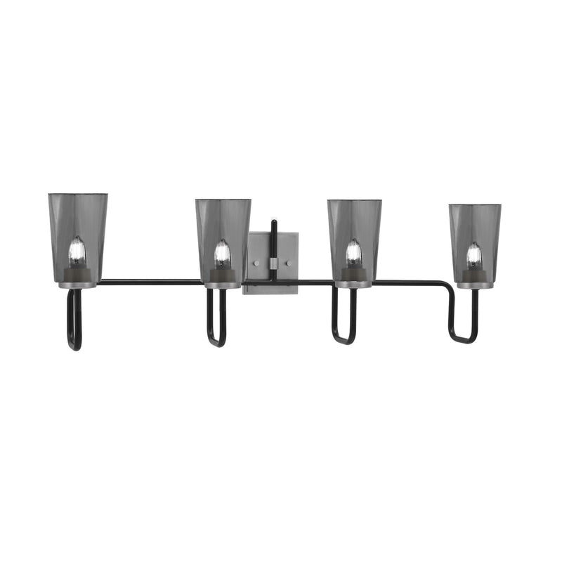Toltec Sandia 4-Light Bath Bar | Modern Matte Black & Graphite Steel and Smoke Bubble Glass | Bathroom Vanity & Powder Room | 7.25 x 11.5 in | Model 6224-MBGP-262