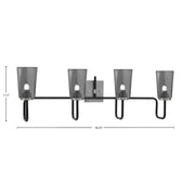 Toltec Sandia 4-Light Bath Bar | Modern Matte Black & Graphite Steel and Smoke Bubble Glass | Bathroom Vanity & Powder Room | 7.25 x 11.5 in | Model 6224-MBGP-262