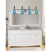 Toltec Sandia 4-Light Bath Bar | Modern Matte Black & Graphite Steel and Blue Gradient Glass | Bathroom Vanity & Powder Room | 7.25 x 11.5 in | Model 6224-MBGP-265
