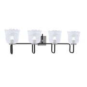 Toltec Sandia 4-Light Bath Bar | Modern Matte Black and Graphite Steel with Clear Lava Glass | Bathroom Vanity Light | 8.25 x 11.5 in | Model 6224-MBGP-4230