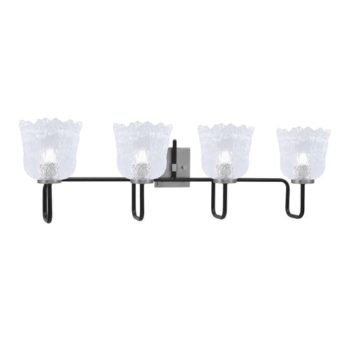 Toltec Sandia 4-Light Bath Bar | Modern Matte Black and Graphite Steel with Clear Lava Glass | Bathroom Vanity Light | 8.25 x 11.5 in | Model 6224-MBGP-4230