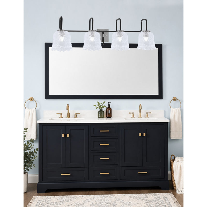 Toltec Sandia 4-Light Bath Bar | Modern Matte Black and Graphite Steel with Clear Lava Glass | Bathroom Vanity Light | 8.25 x 11.5 in | Model 6224-MBGP-4230