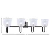 Toltec Sandia 4-Light Bath Bar | Modern Matte Black and Graphite Steel with Clear Lava Glass | Bathroom Vanity Light | 8.25 x 11.5 in | Model 6224-MBGP-4230